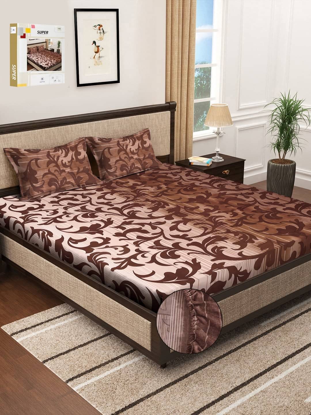     			Klotthe Poly Cotton Ethnic Fitted ( Double Bed ) - Multi