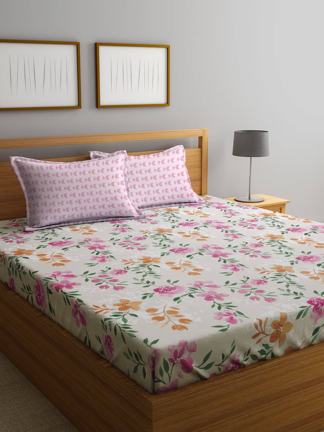 Klotthe Poly Cotton Floral Fitted ( Double Bed ) - Multi Klotthe Poly Cotton Floral Fitted ( Double Bed ) - Multi