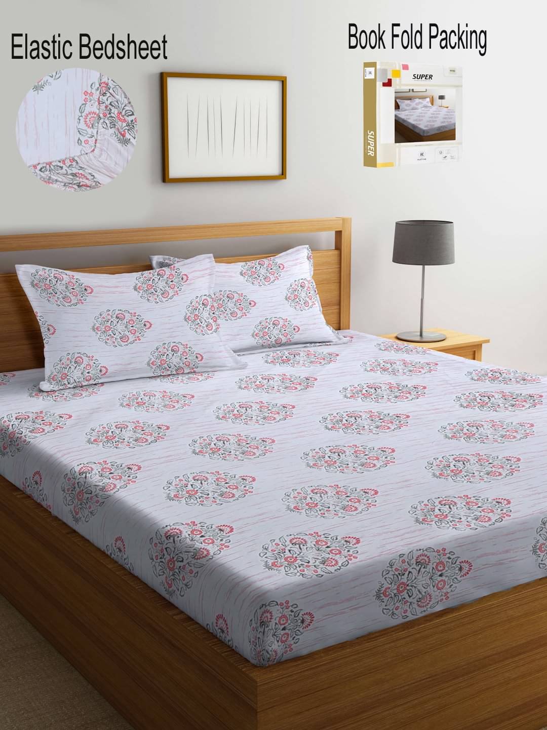 Klotthe Poly Cotton Floral Fitted ( Double Bed ) - Multi Klotthe Poly Cotton Floral Fitted ( Double Bed ) - Multi