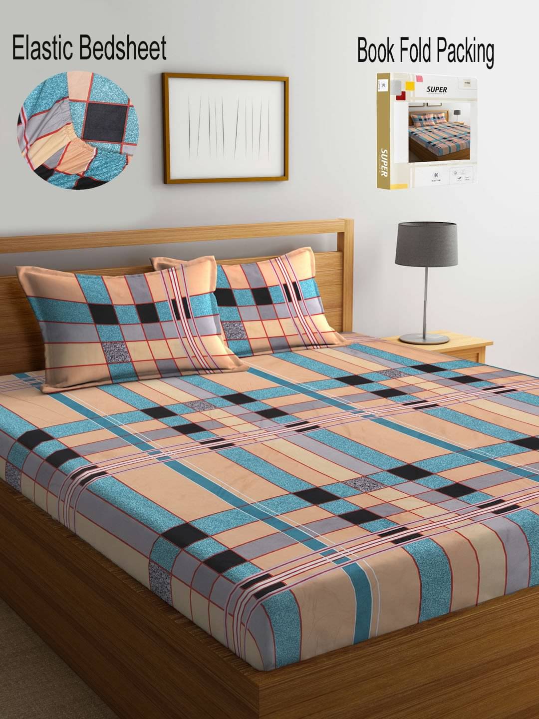 Klotthe Poly Cotton Vertical Striped Fitted ( Double Bed ) - Multi Klotthe Poly Cotton Vertical Striped Fitted ( Double Bed ) - Multi