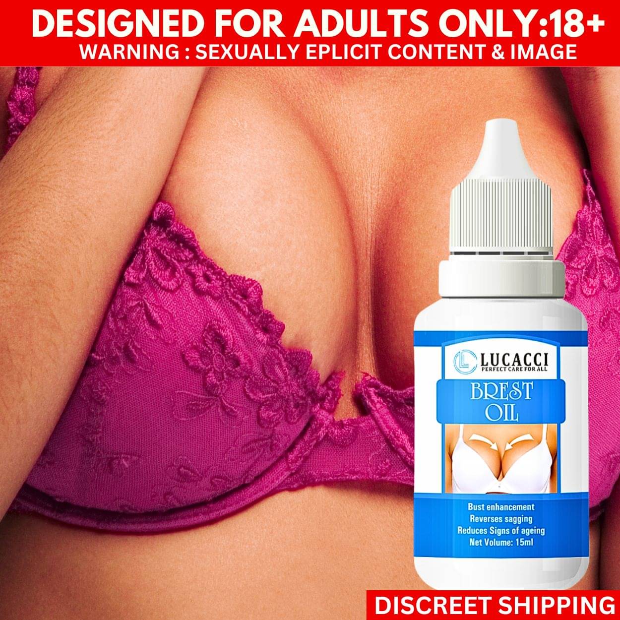     			LUCACCI Natural Breast Enlargement Oil Effective Full Breast Enhancer Increase Tightness Big Bust Breast Care Oil Breast Beauty Oil Over 10 Lac+ Happy women. It's your turn to have Bigger, Tighter & Uplifted Proportions