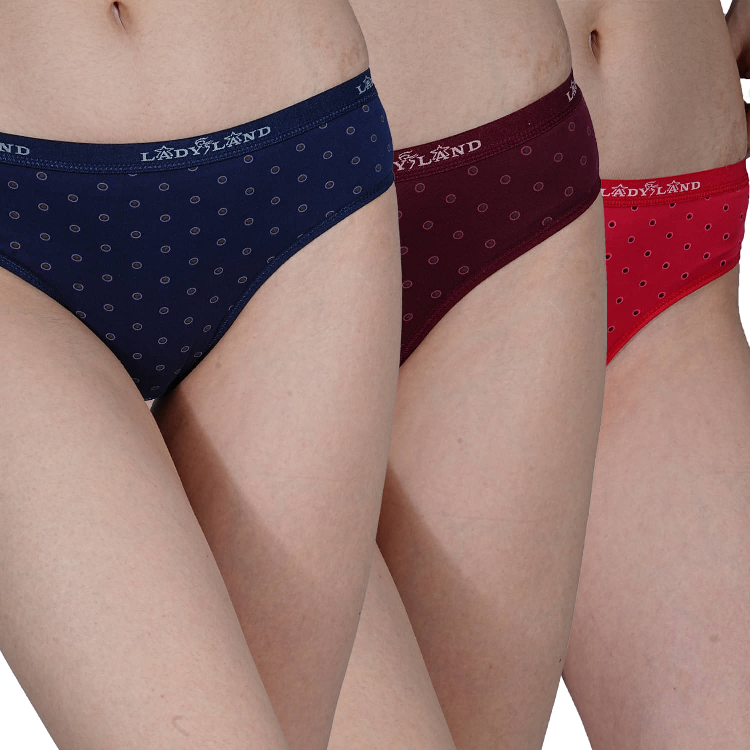 Ladyland Pack of 3 Cotton Hipster For Women ( Multicolor )