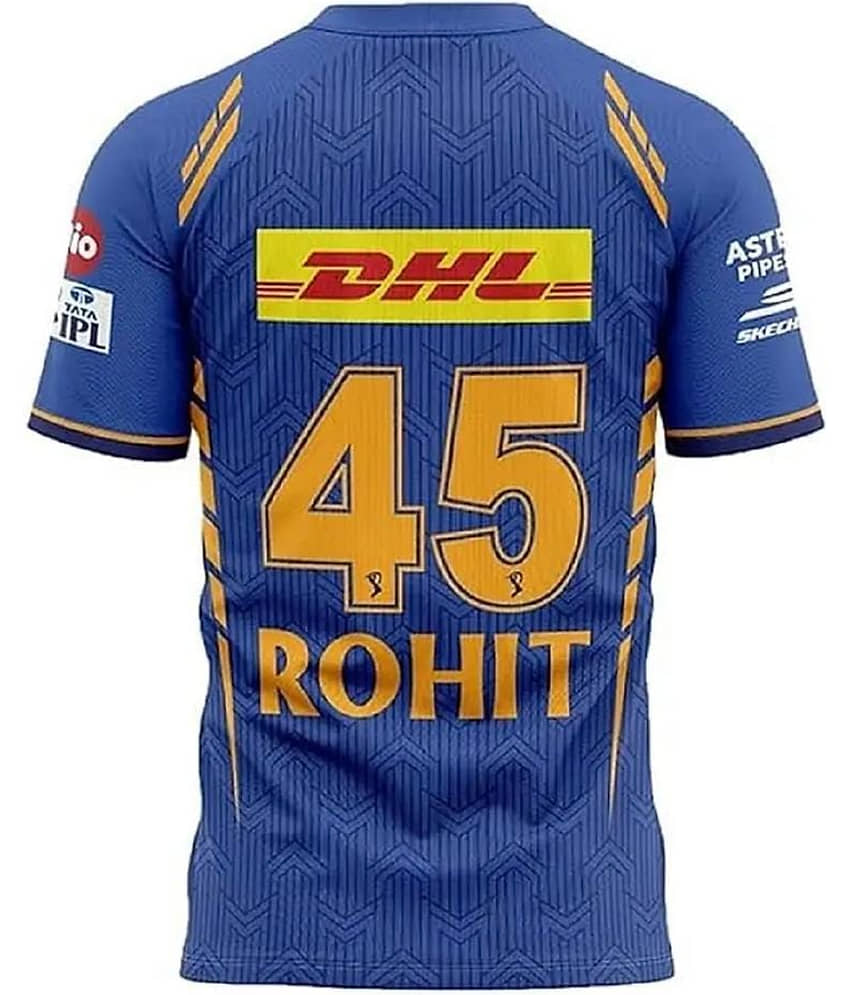 MUMBAI INDIANS New Jersey 2025 Rohit45 T-shirt for Boys, Men (Large)
