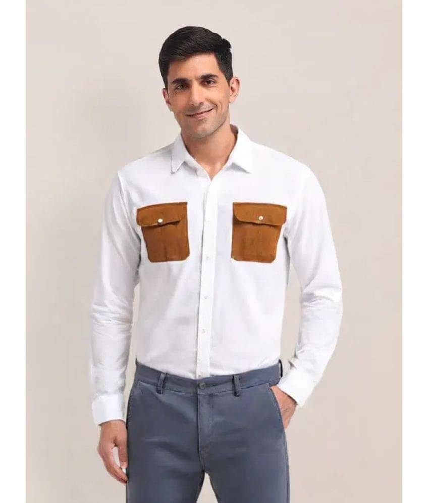 NEW-18 Cotton Blend Regular Fit Colorblock Full Sleeves Men's Casual Shirt - White ( Pack of 1 ) NEW-18 Cotton Blend Regular Fit Colorblock Full Sleeves Men's Casual Shirt - White ( Pack of 1 )