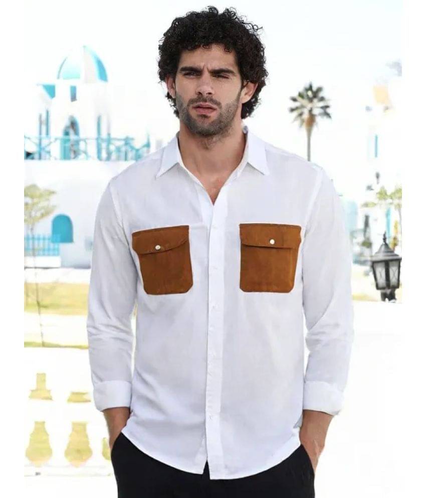     			NEW-18 Cotton Blend Regular Fit Colorblock Full Sleeves Men's Casual Shirt - White ( Pack of 1 )