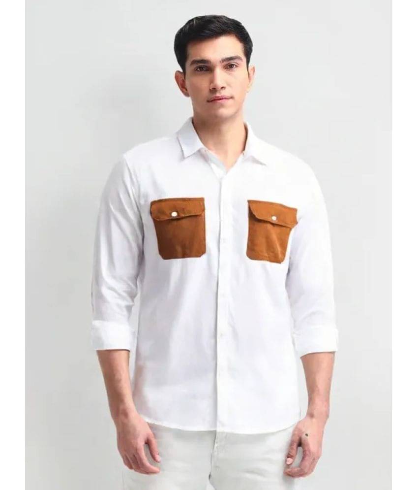 NEW-18 Cotton Blend Regular Fit Colorblock Full Sleeves Men's Casual Shirt - White ( Pack of 1 ) NEW-18 Cotton Blend Regular Fit Colorblock Full Sleeves Men's Casual Shirt - White ( Pack of 1 )