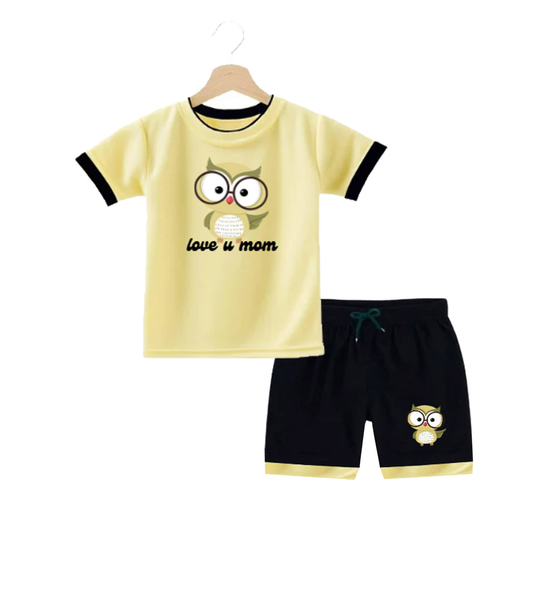 RBF84 Pack of 1 Baby Boys Cotton T-Shirt & Shorts Set ( Yellow )