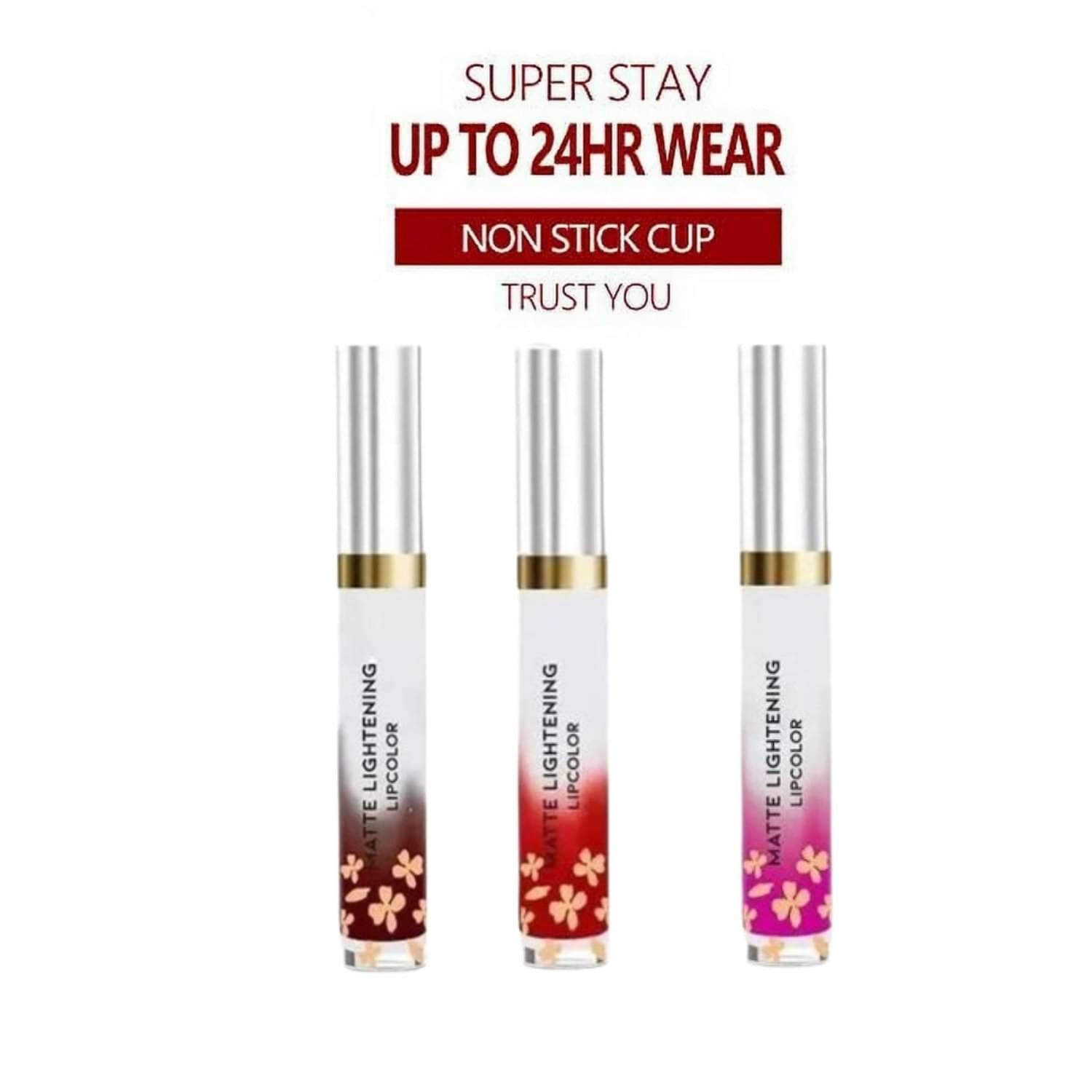     			RED4 24 Hrs Super Stay Multi Matte Finish Lipstick (Pack of 3)