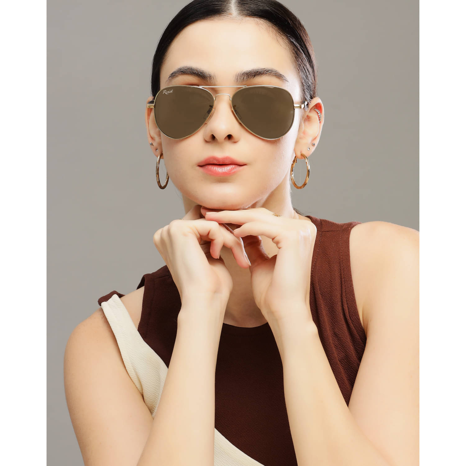 RESIST EYEWEAR Gold Pilot Sunglasses ( Pack of 1 )     			RESIST EYEWEAR Gold Pilot Sunglasses ( Pack of 1 )
