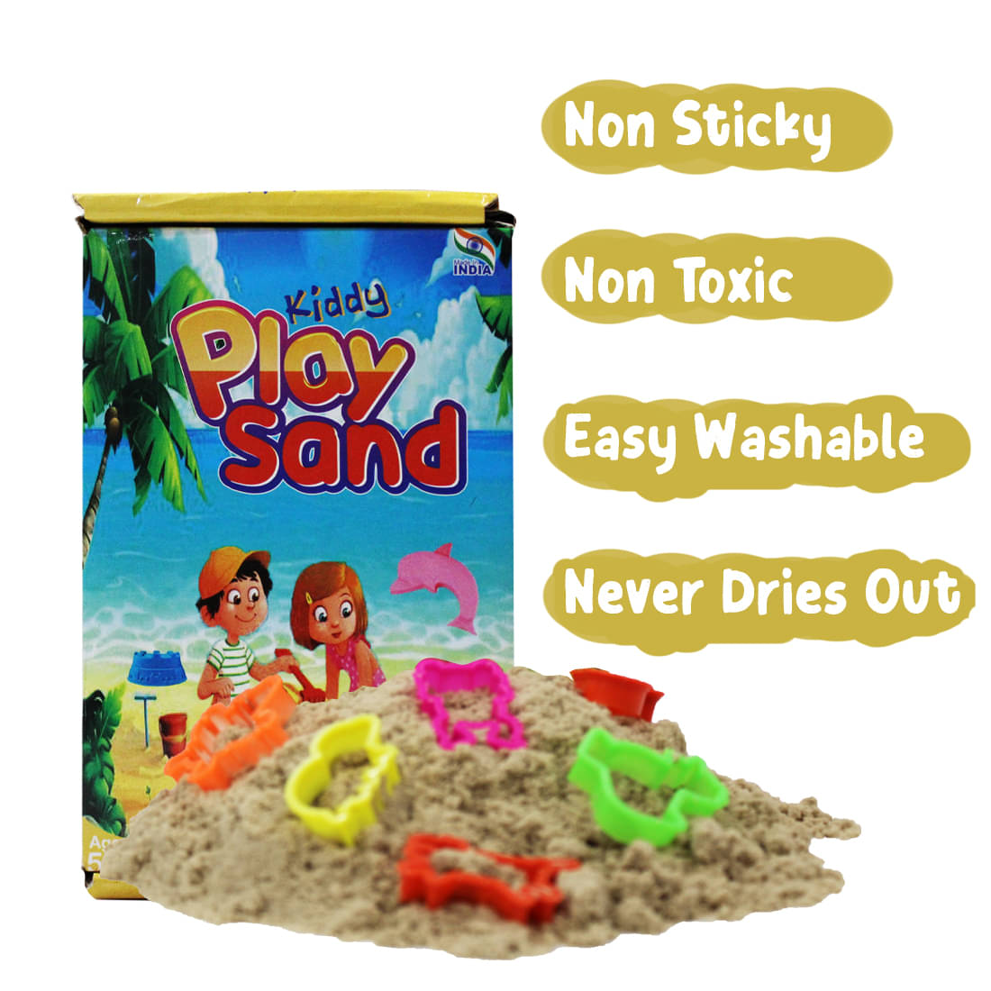    			Rabbit Play Sand – 450g Brown | Smooth & Non-Sticky with 6 Moulds | Kiddy Active Sand for kids with Moulds | Playing Sand for Kids Non Toxic