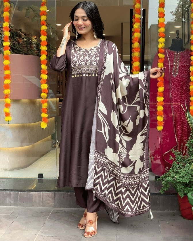     			STAVROZ FASHION Cotton Printed Kurti With Pants Women's Stitched Salwar Suit - Grey ( Pack of 1 )