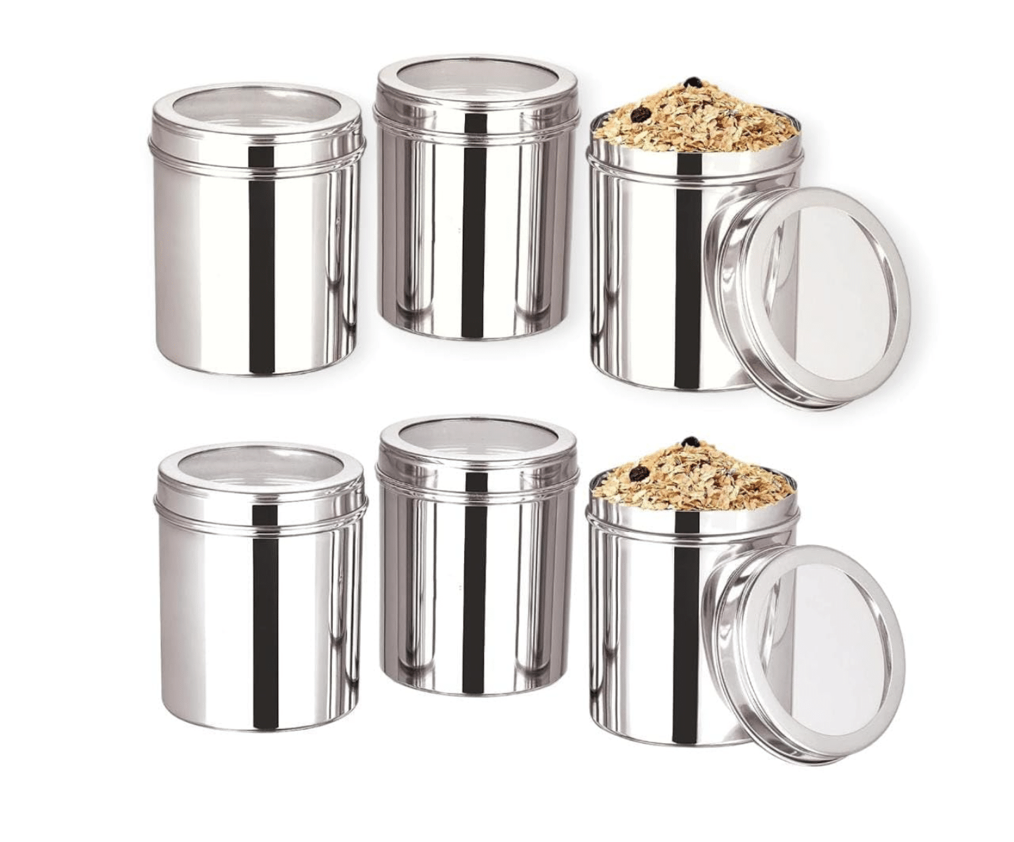     			STEEPLE Steel Silver Multi-Purpose Container ( Set of 6 )