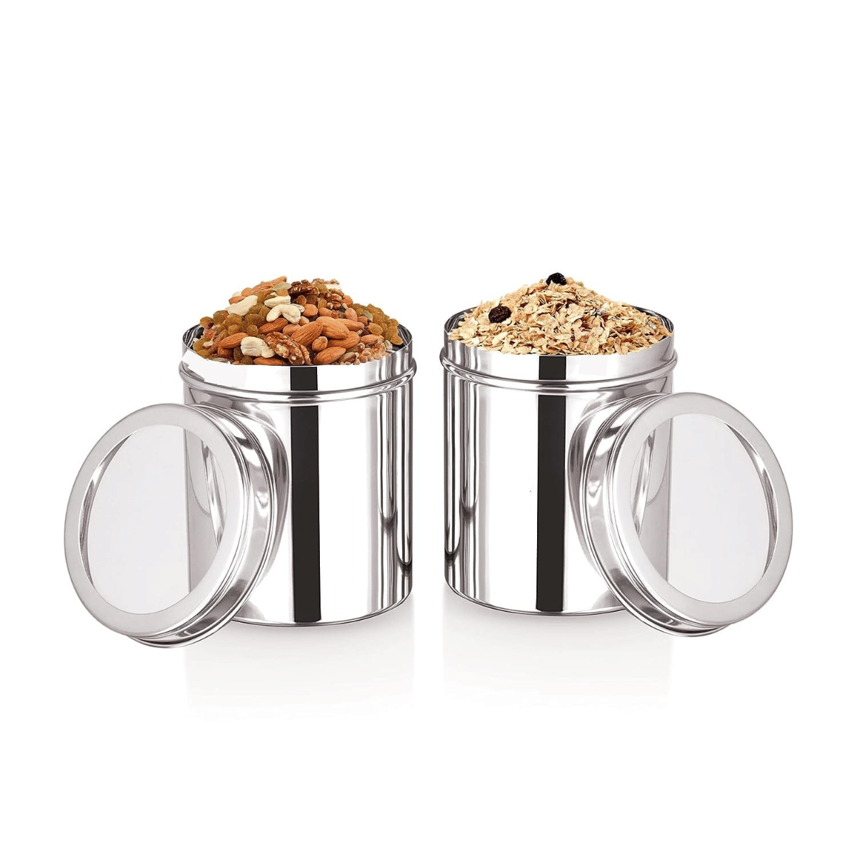     			STEEPLE Steel Silver Multi-Purpose Container ( Set of 2 )