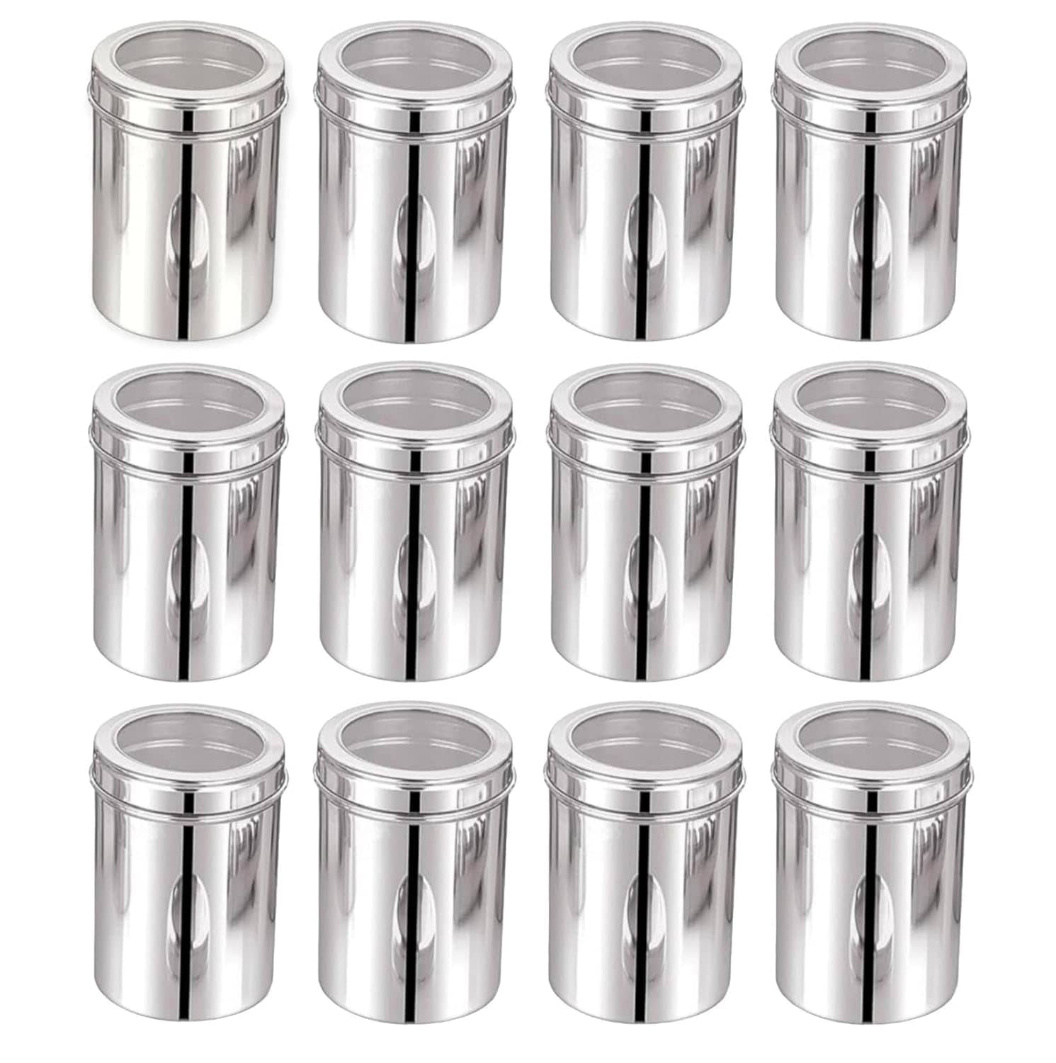 STEEPLE Steel Silver Multi-Purpose Container ( Set of 12 )