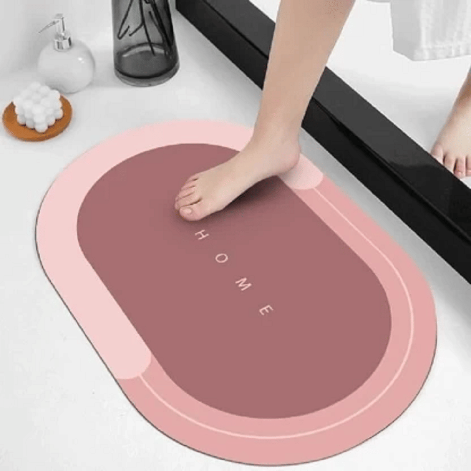     			Shopeleven Peach Rubber Floor Mat ( Pack of 1 )