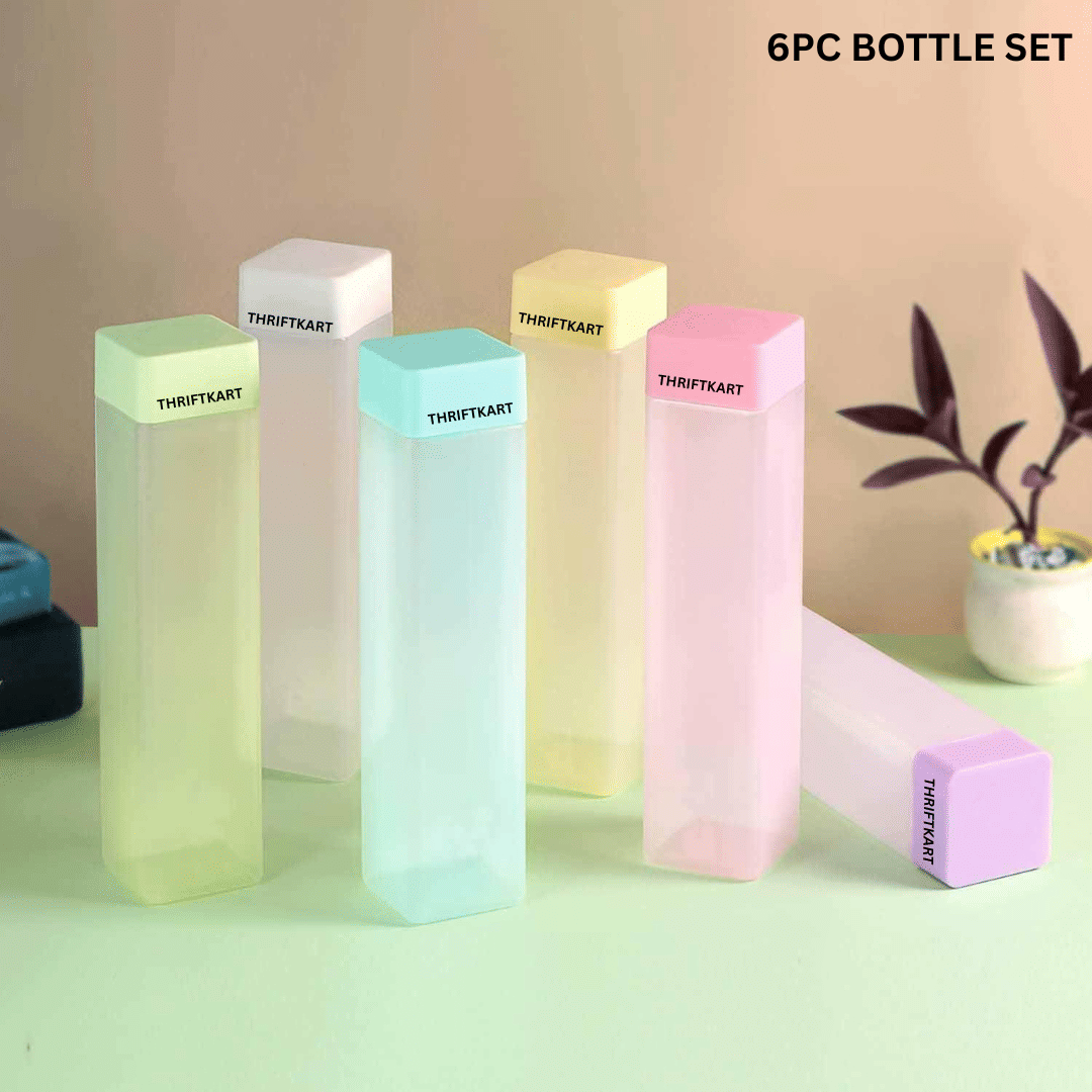 THRIFTKART Square Assorted Plastic Fridge Water Bottle 1000 mL ( Set of 6 ) THRIFTKART Square Assorted Plastic Fridge Water Bottle 1000 mL ( Set of 6 )