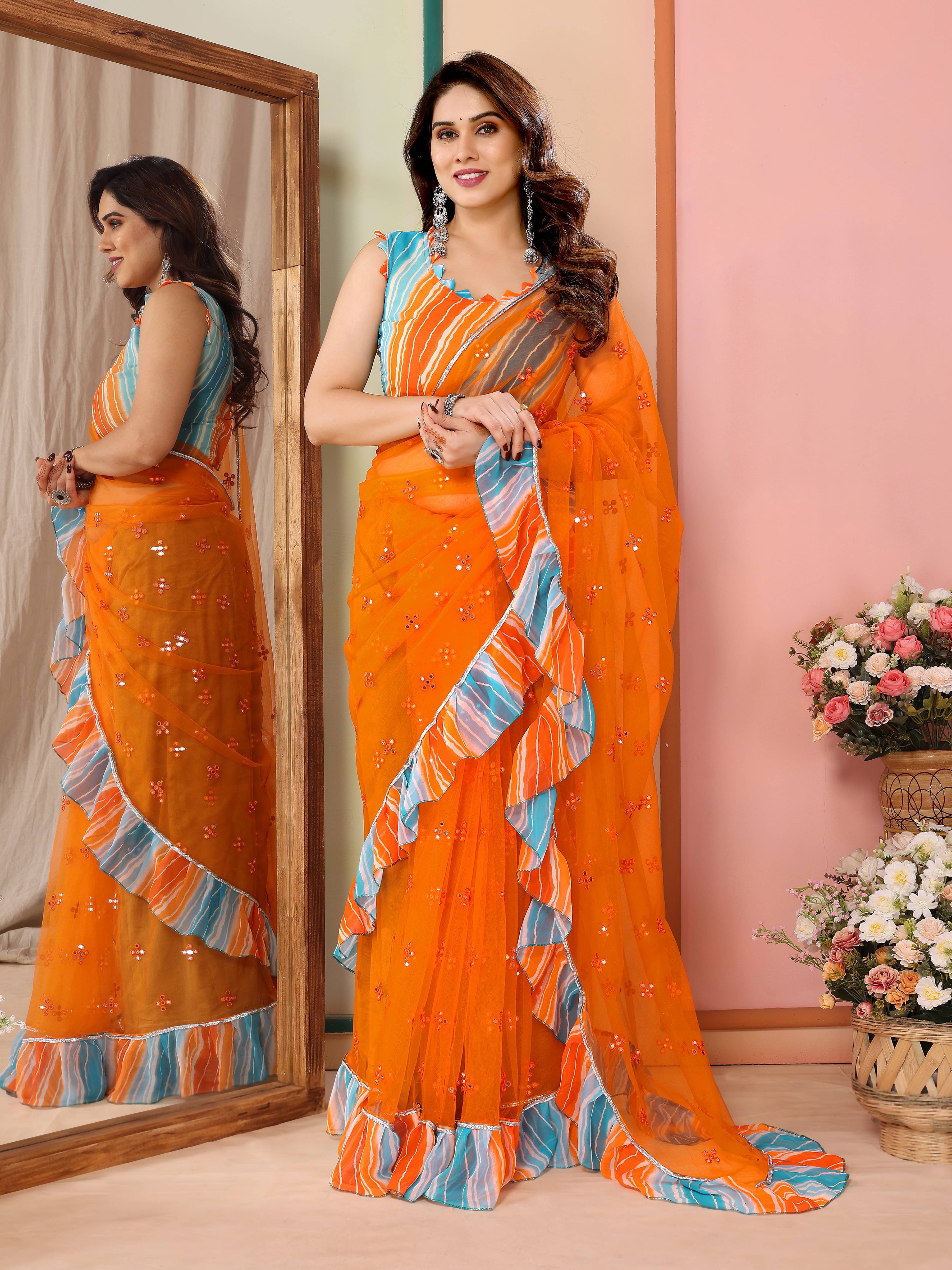 VS MALL Net Self Design Saree Without Blouse Piece ( Orange ) VS MALL Net Self Design Saree Without Blouse Piece ( Orange )