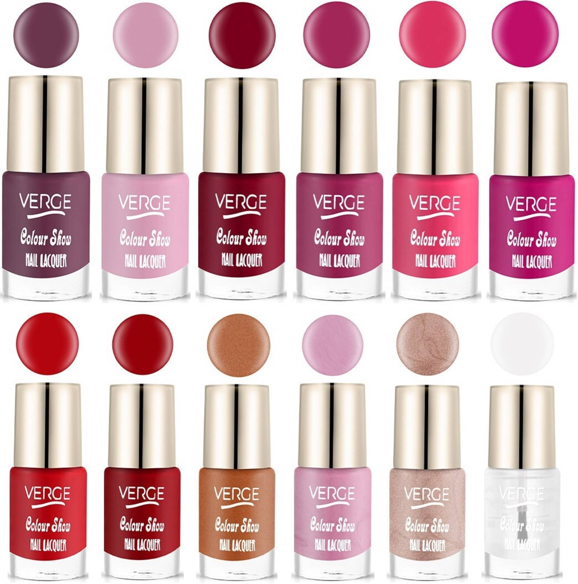     			Verge Colour Show Ultra Shine Nail Polish No Chipping & No Fading (Pack of 12)