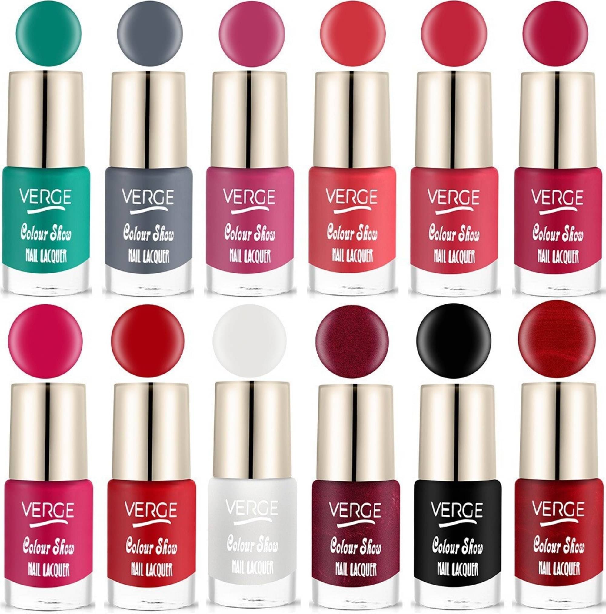 Verge One Stroke Finish Long Lasting Chip Resistant Nail Polish (Pack of 12)     			Verge One Stroke Finish Long Lasting Chip Resistant Nail Polish (Pack of 12)