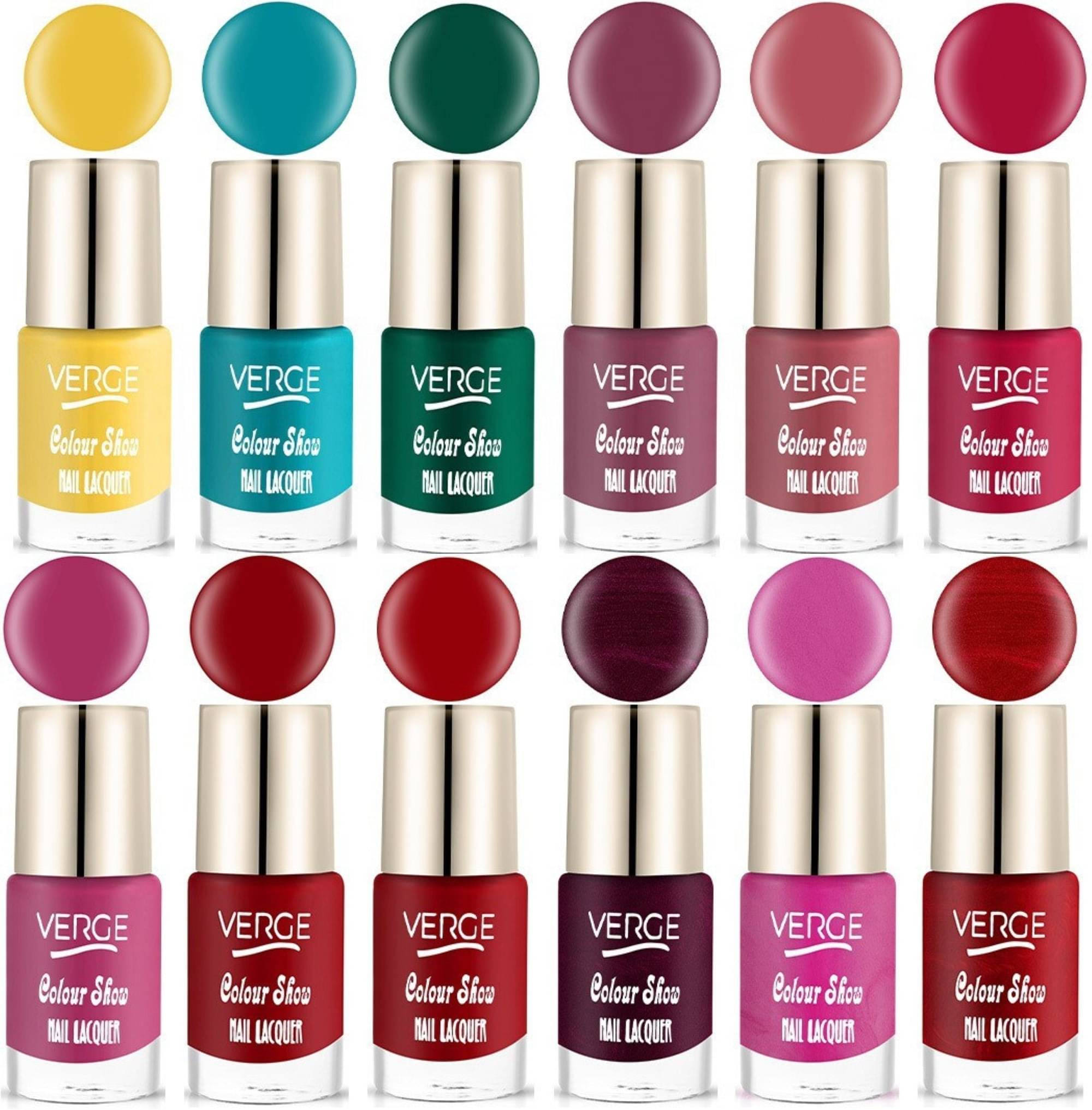 VERGE Glossy Finish Nail Polish Paraben Free & Non Toxic Modern Color Range Combo (Pack of 12)     			VERGE Glossy Finish Nail Polish Paraben Free & Non Toxic Modern Color Range Combo (Pack of 12)