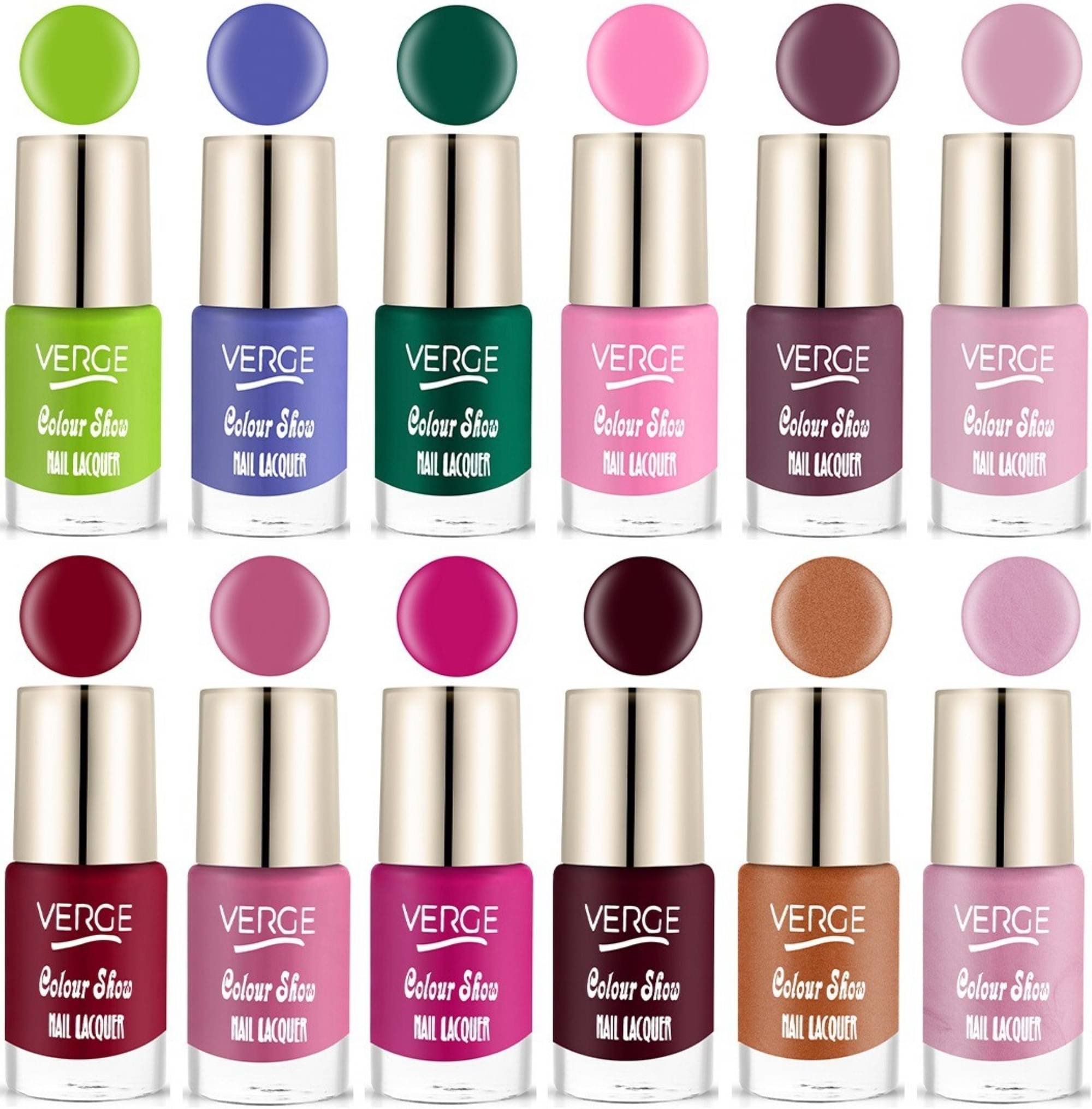     			VERGE Glossy Finish Nail Polish Paraben Free & Non Toxic Modern Color Range Combo (Pack of 12)