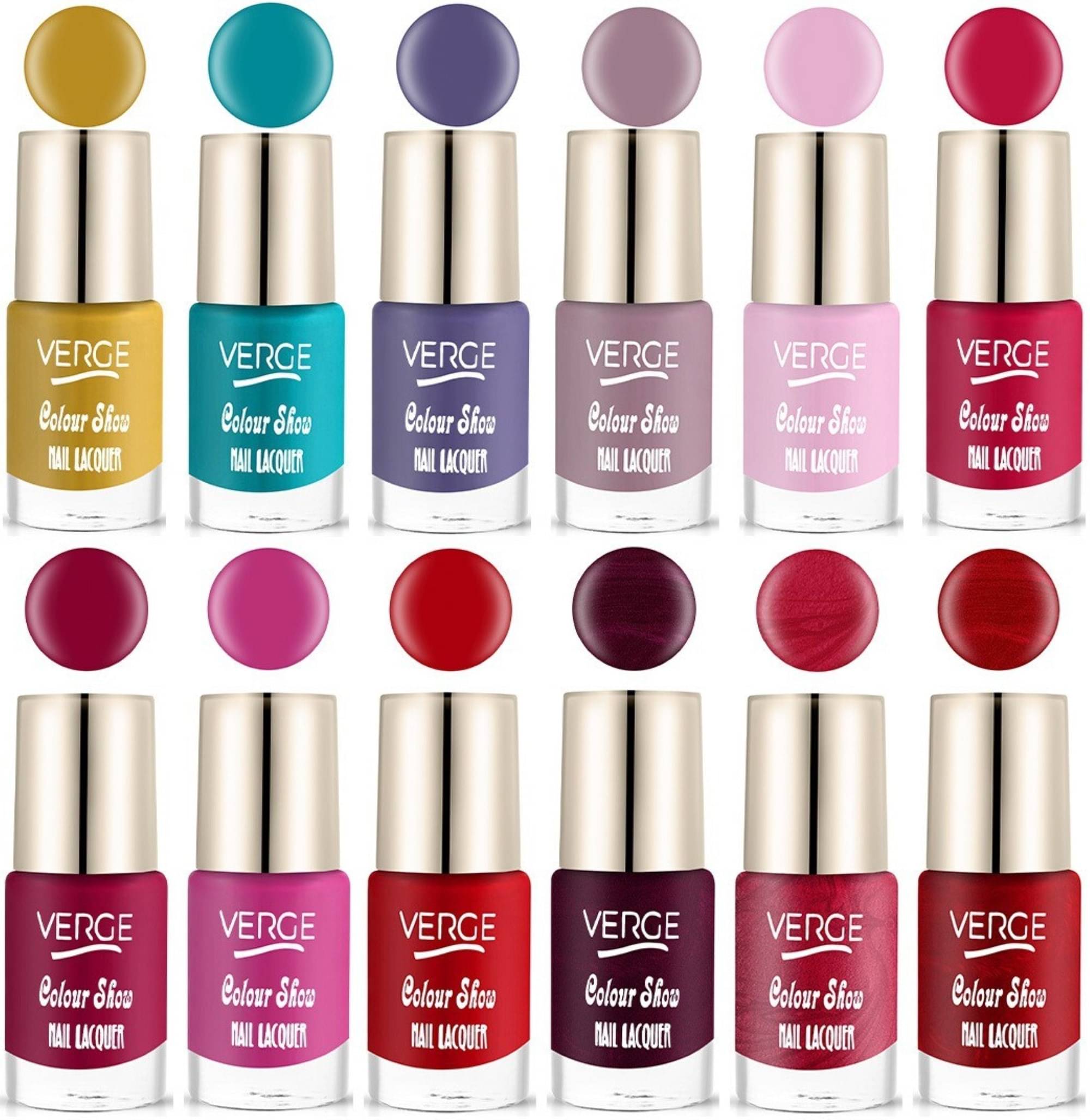 Verge One Stroke Finish Long Lasting Chip Resistant Nail Polish (Pack of 12)     			Verge One Stroke Finish Long Lasting Chip Resistant Nail Polish (Pack of 12)
