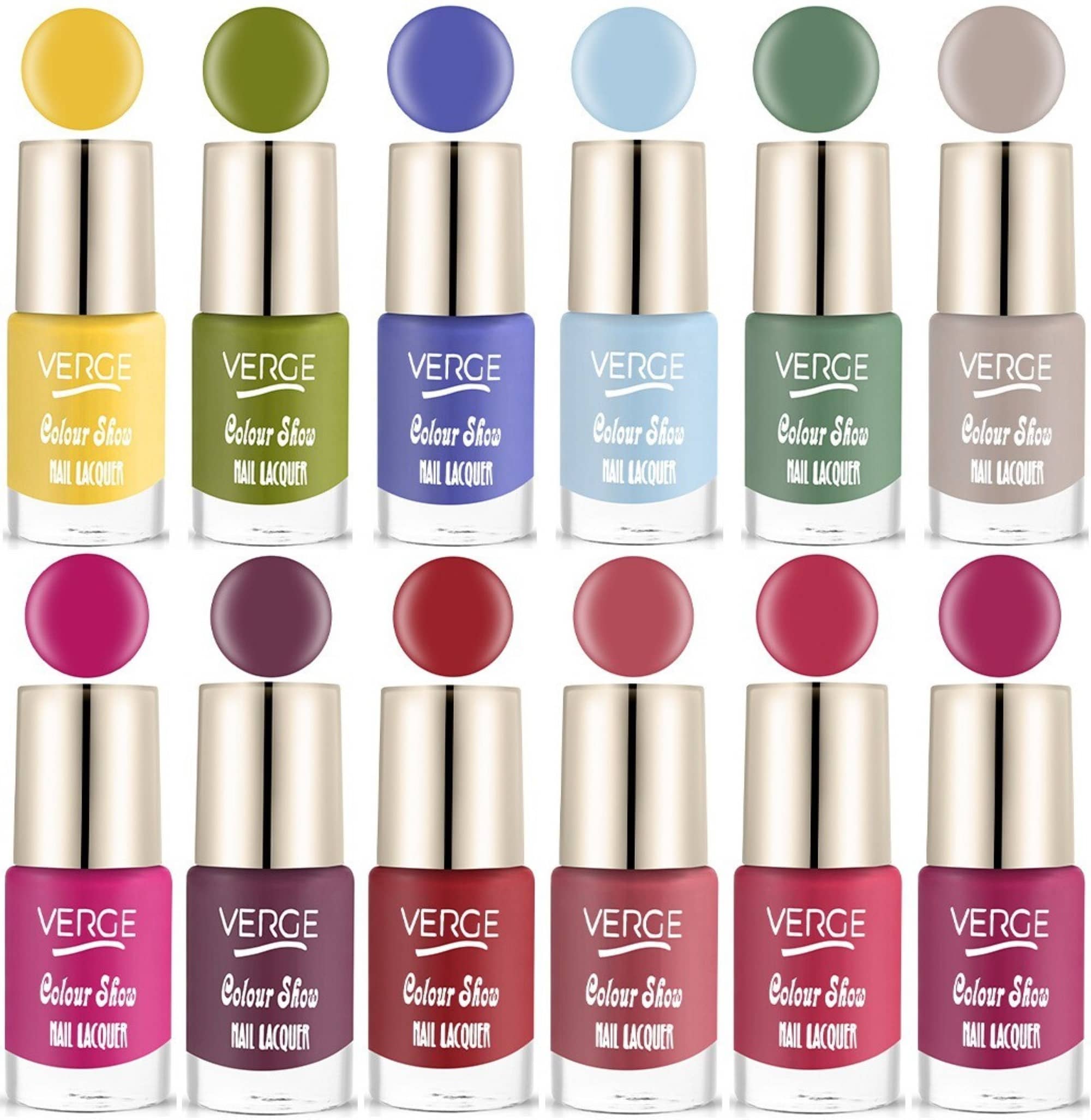 Verge Colour Show Long Wear Nail Polish Paraben Free & Non Toxic (Pack of 12)