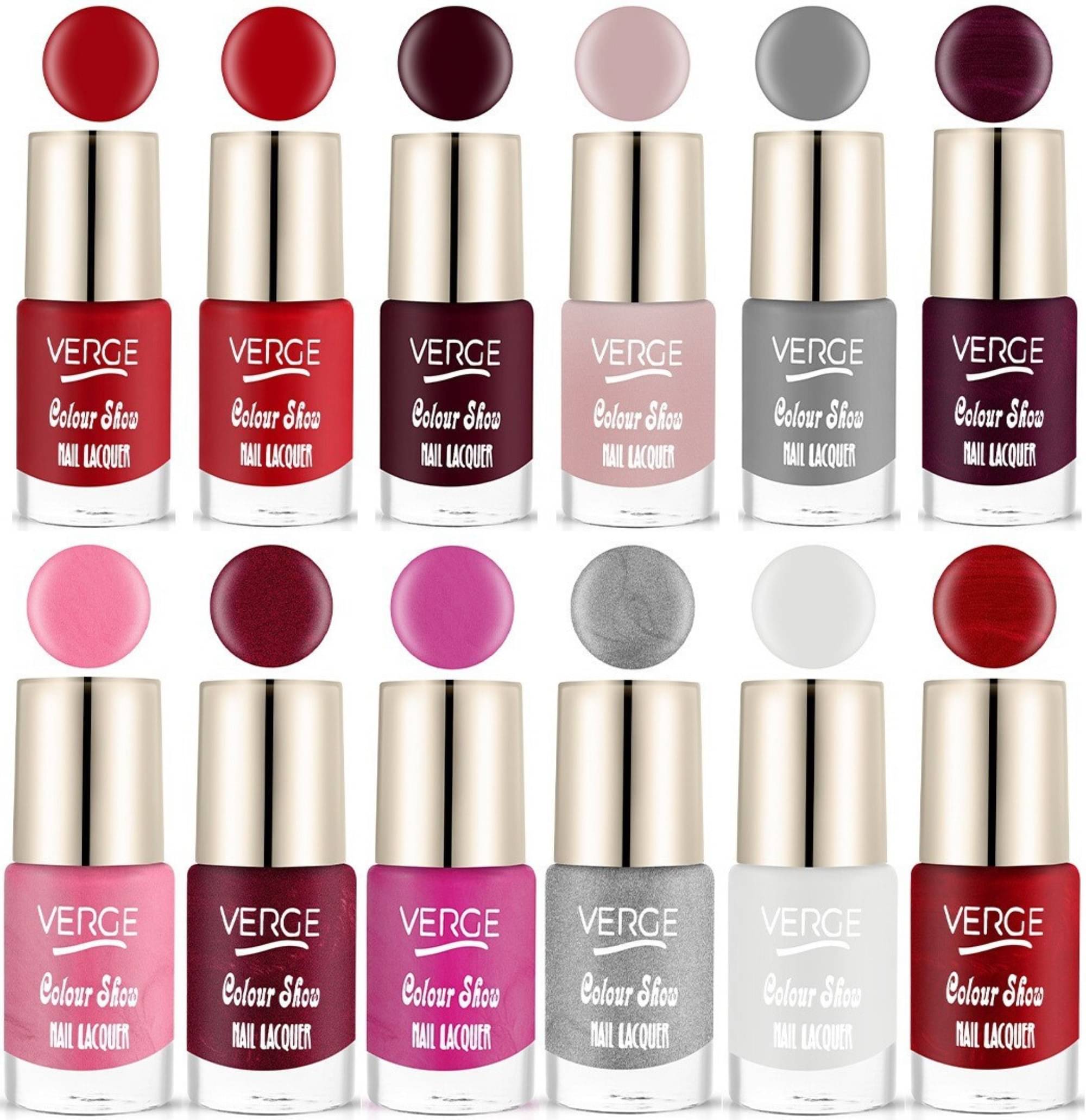 Verge One Stroke Finish Long Lasting Chip Resistant Nail Polish (Pack of 12)     			Verge One Stroke Finish Long Lasting Chip Resistant Nail Polish (Pack of 12)
