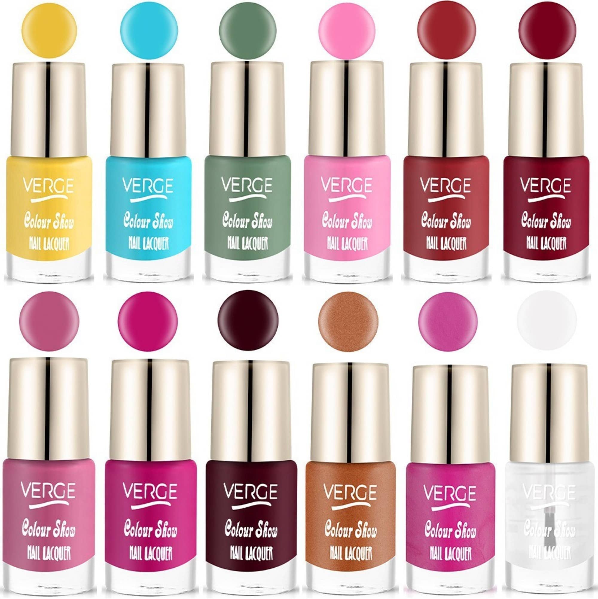 VERGE Glossy Finish Nail Polish Paraben Free & Non Toxic Modern Color Range Combo (Pack of 12)