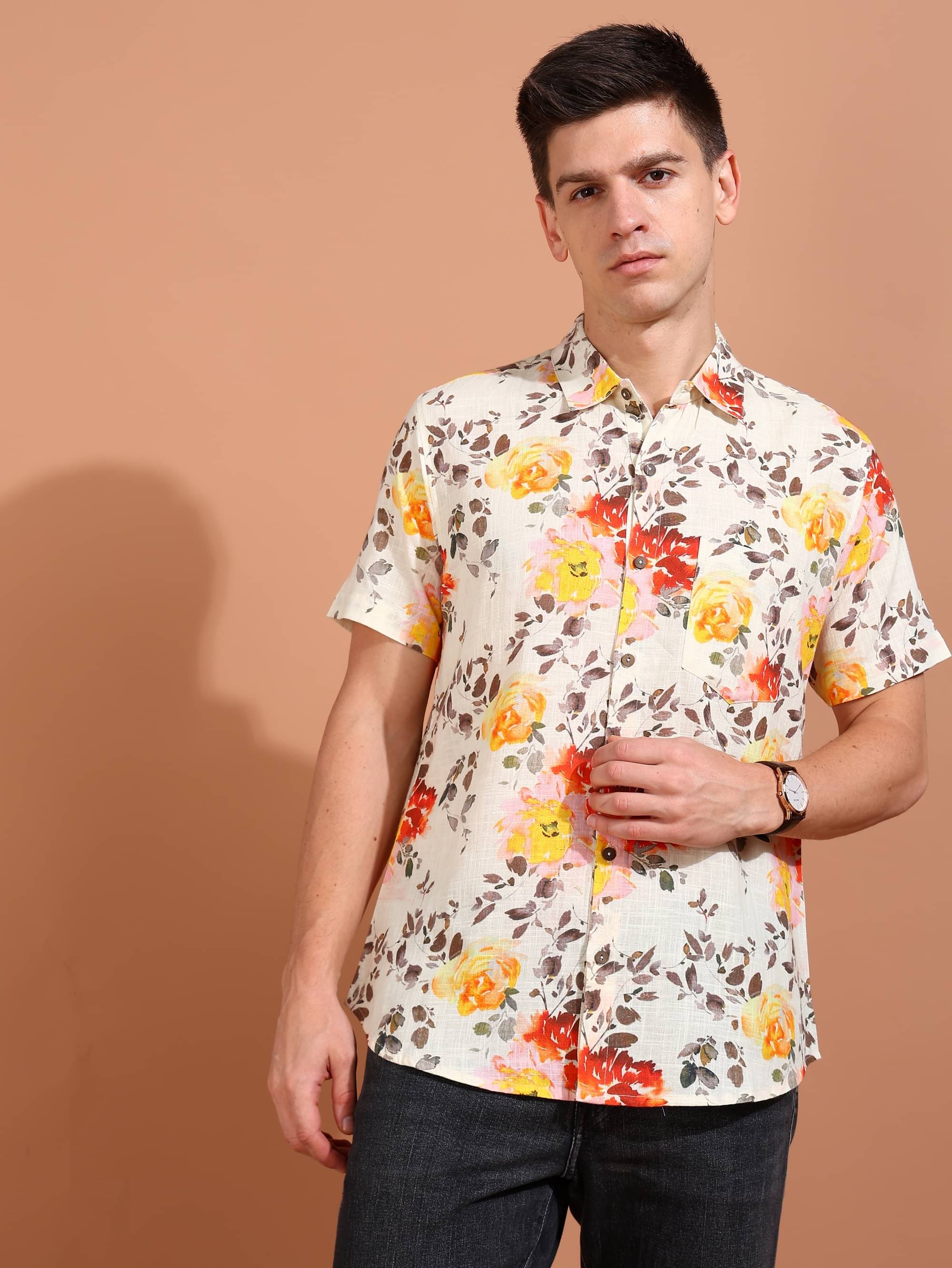 Yash Gallery 100% Cotton Regular Fit Printed Half Sleeves Men's Casual Shirt - Multi ( Pack of 1 ) Yash Gallery 100% Cotton Regular Fit Printed Half Sleeves Men's Casual Shirt - Multi ( Pack of 1 )