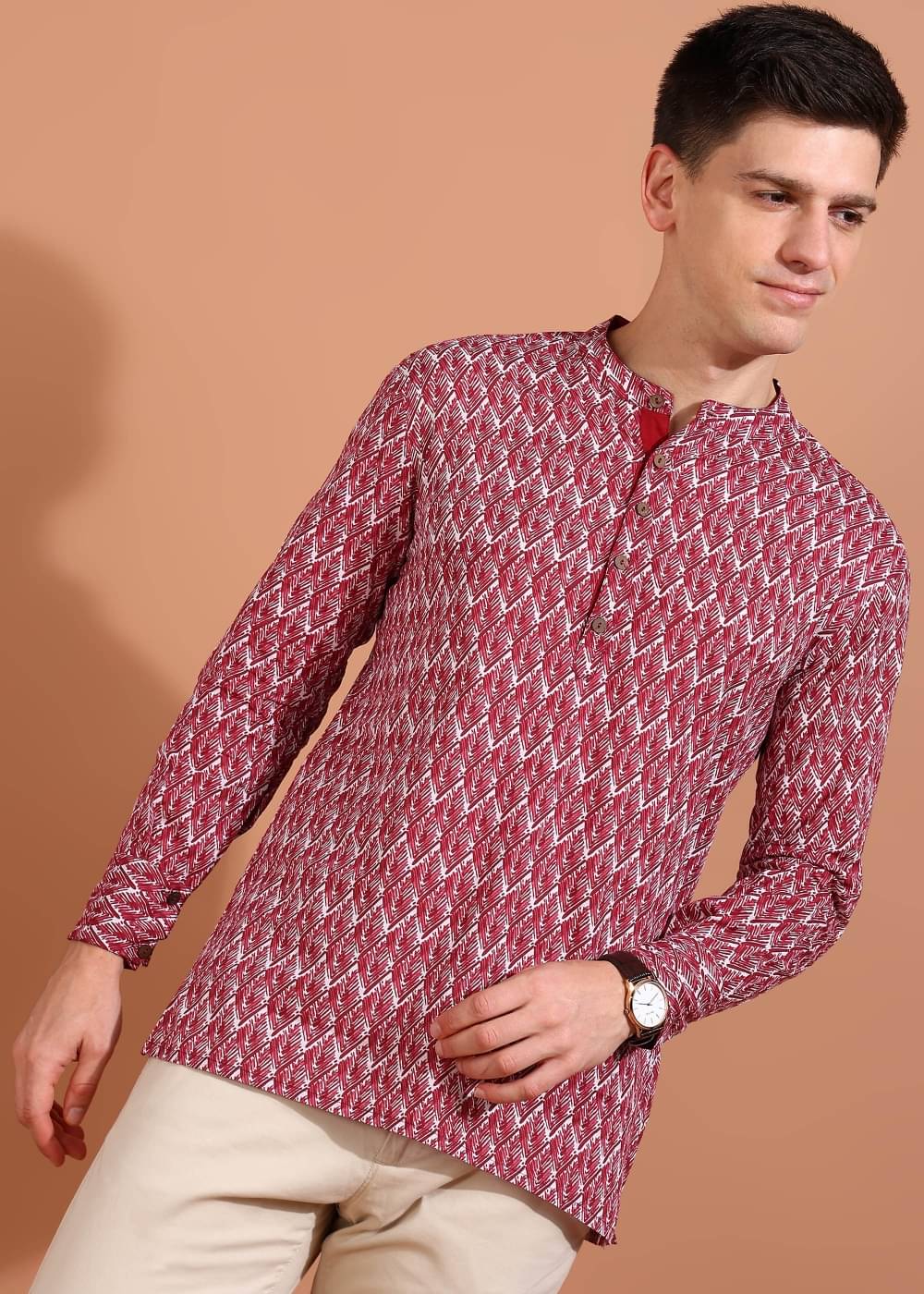     			Yash Gallery Maroon Cotton Men's Regular Kurta ( Pack of 1 )