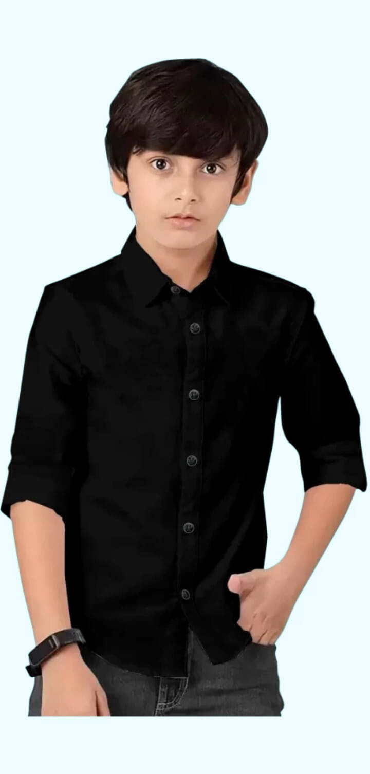 ZAKAR STYLE Pack of 1 Boys 100% Cotton Full Sleeves Shirt ( Black ) ZAKAR STYLE Pack of 1 Boys 100% Cotton Full Sleeves Shirt ( Black )