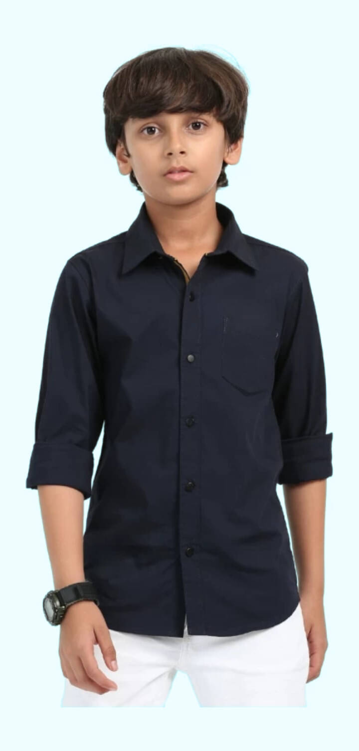     			ZAKAR STYLE Pack of 1 Boys Cotton Blend Full Sleeves Shirt ( Dark Blue )