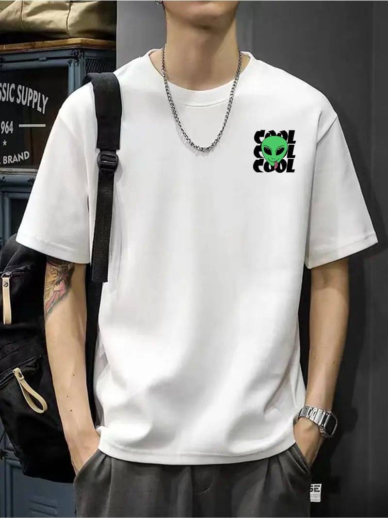     			ekadravin Cotton Oversized Fit Printed Half Sleeves Men's Round T-Shirt - White ( Pack of 1 )