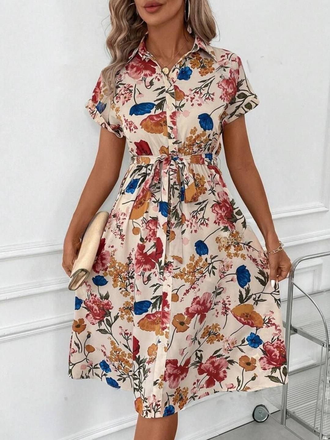     			gufrina Women Polyester Blend Printed Shirt Dress ( Cream )