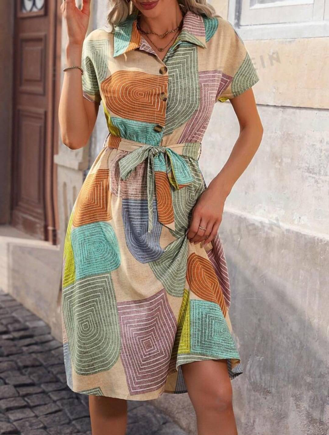 gufrina Women Polyester Printed Shirt Dress ( Beige ) gufrina Women Polyester Printed Shirt Dress ( Beige )