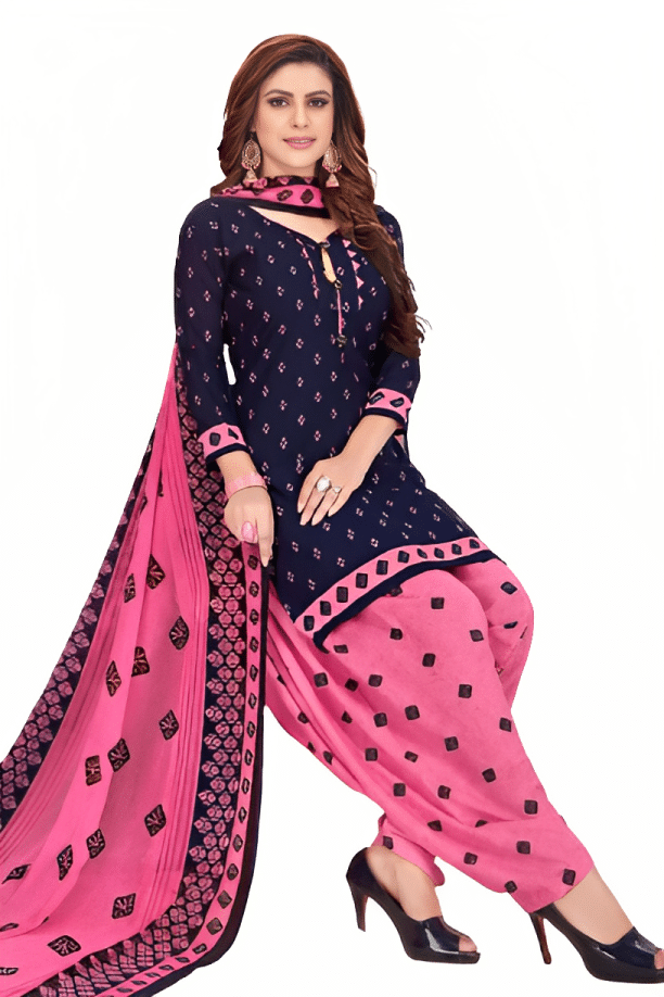 ANNAPURNA CREATION Unstitched Crepe Printed Dress Material - Navy Blue ( Pack of 1 ) ANNAPURNA CREATION Unstitched Crepe Printed Dress Material - Navy Blue ( Pack of 1 )