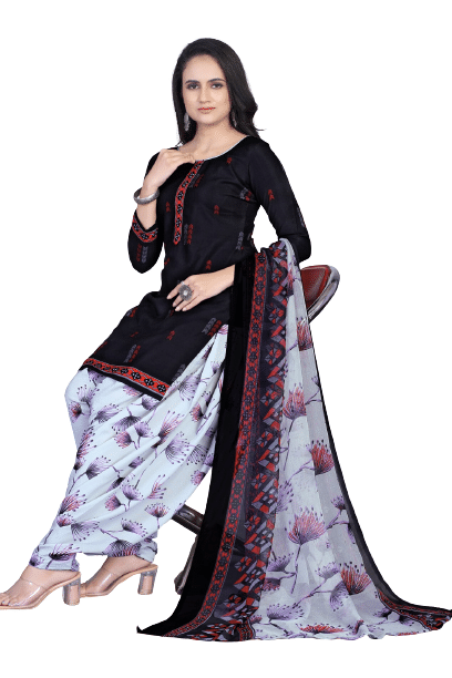 ANNAPURNA CREATION Unstitched Crepe Printed Dress Material - Black ( Pack of 1 ) ANNAPURNA CREATION Unstitched Crepe Printed Dress Material - Black ( Pack of 1 )