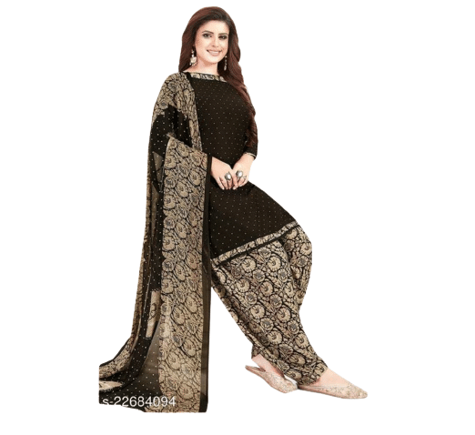 ANNAPURNA CREATION Unstitched Crepe Printed Dress Material - Black ( Pack of 1 ) ANNAPURNA CREATION Unstitched Crepe Printed Dress Material - Black ( Pack of 1 )