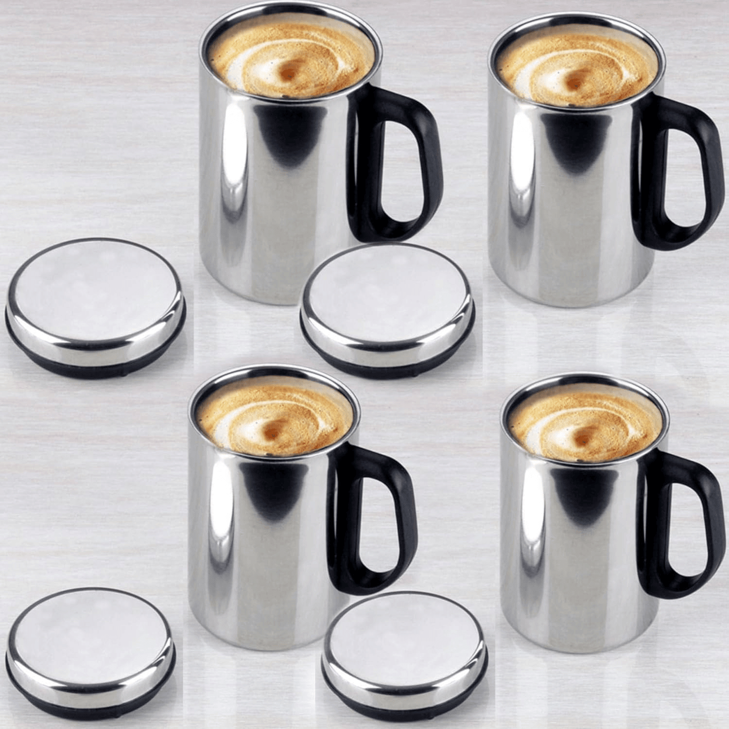     			ATROCK Insulated Coffee Mug Solid Stainless Steel Coffee Mug 350 mL ( Pack of 4 )
