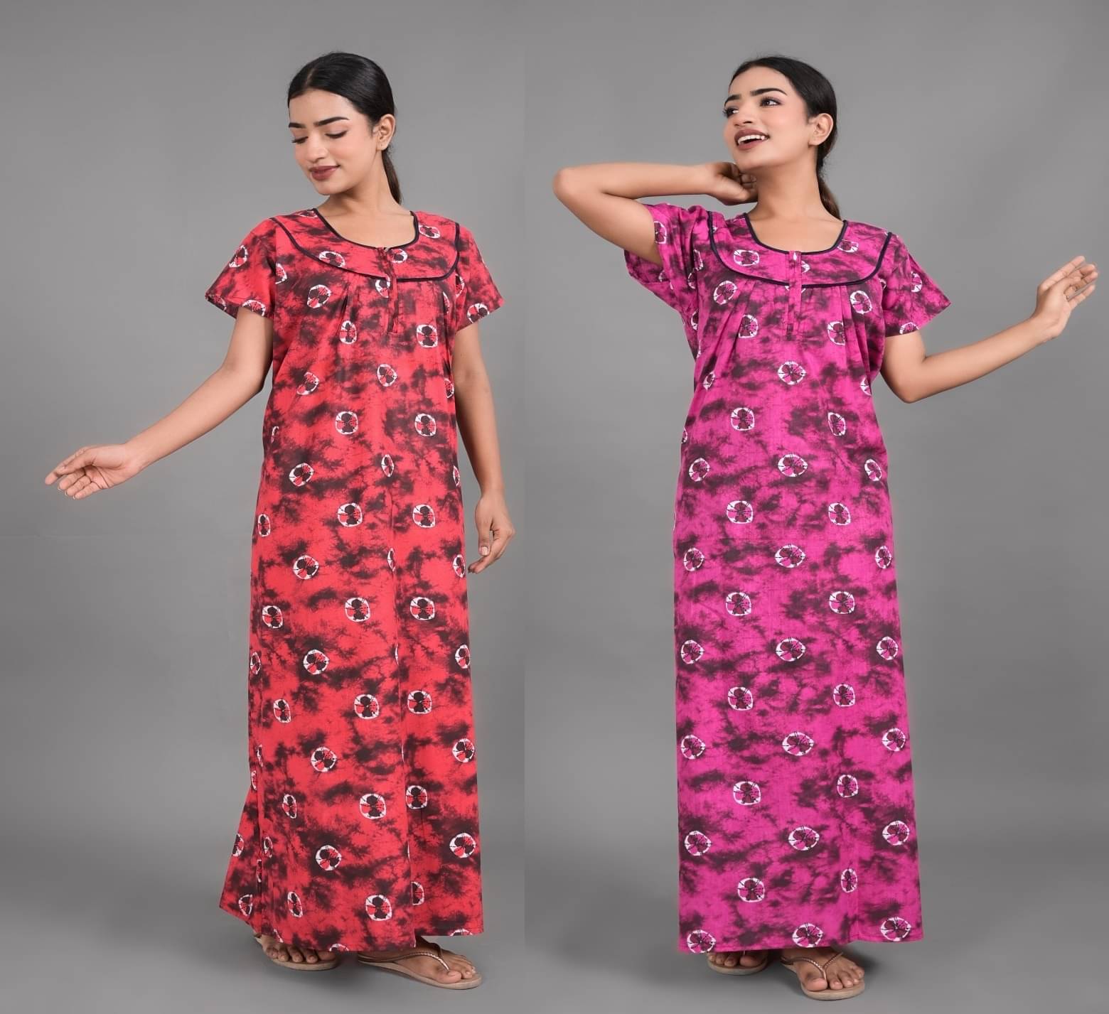     			Anjaneya Creations Multi Color Cotton Women's Nightwear Nighty & Night Gowns ( Pack of 2 )