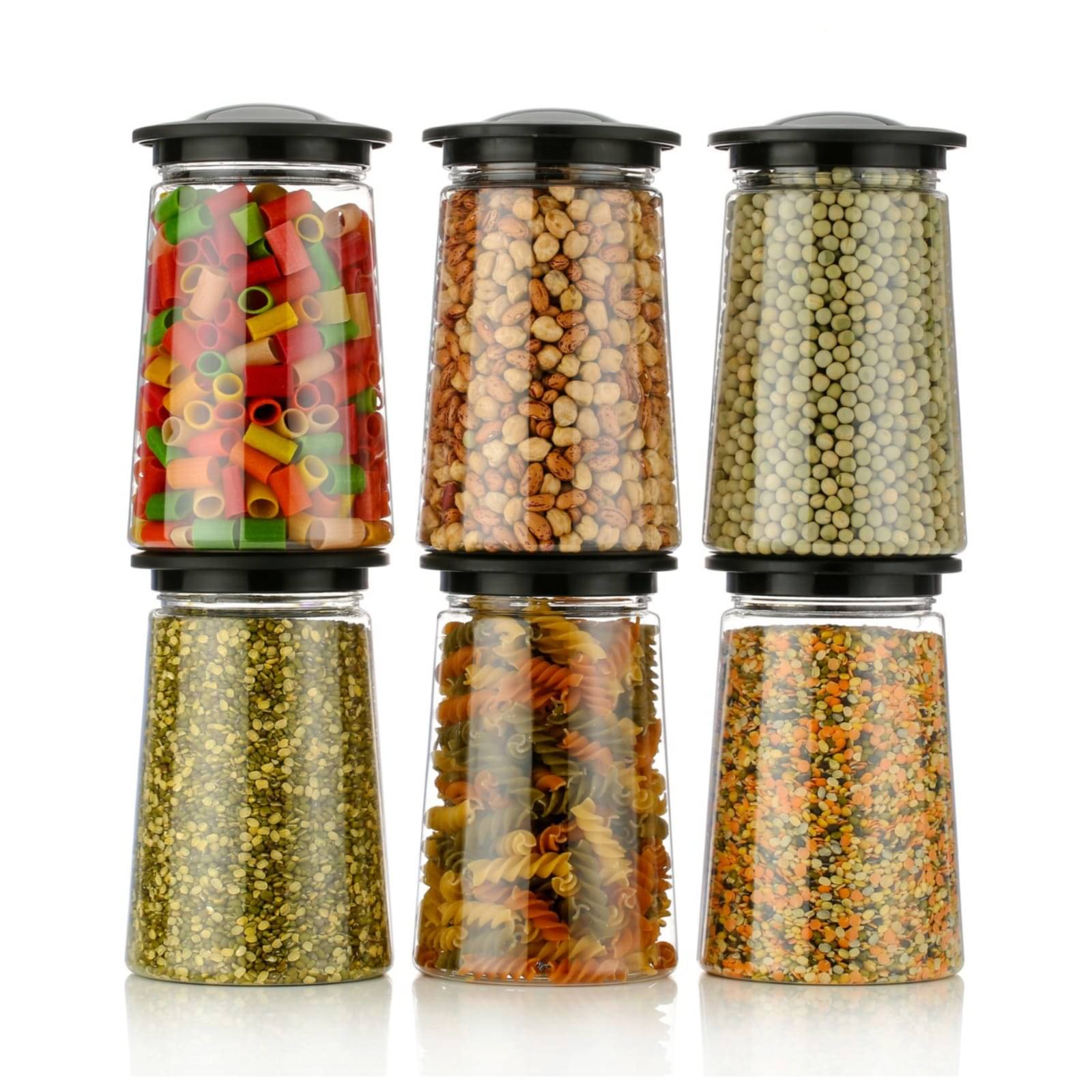     			BRANZY Kitchen Containers Plastic Black Food Container ( Set of 6 )
