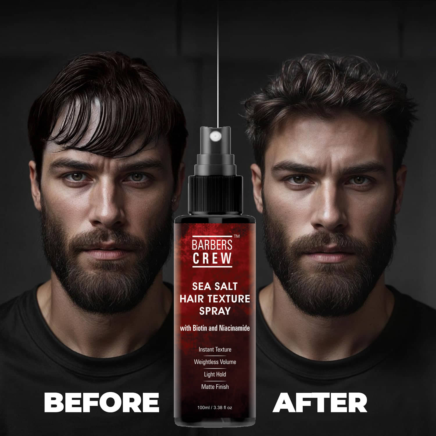 Barbers Crew Sea Salt Spray Hair Volume Texture, Heat  Hold - Styling Hair Sprays 100 mL