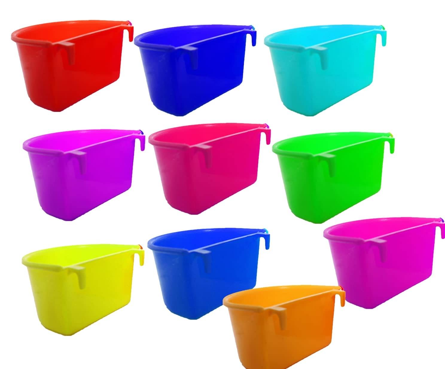     			Bird Cage Food & Water Feeder Cup, Bowls for Birds Plastic Bowl, Ladder, Round Ring for Love Birds, Finches, Cockatiel, Pigeons, African Birds (10pcs_D-Cup_125mls)