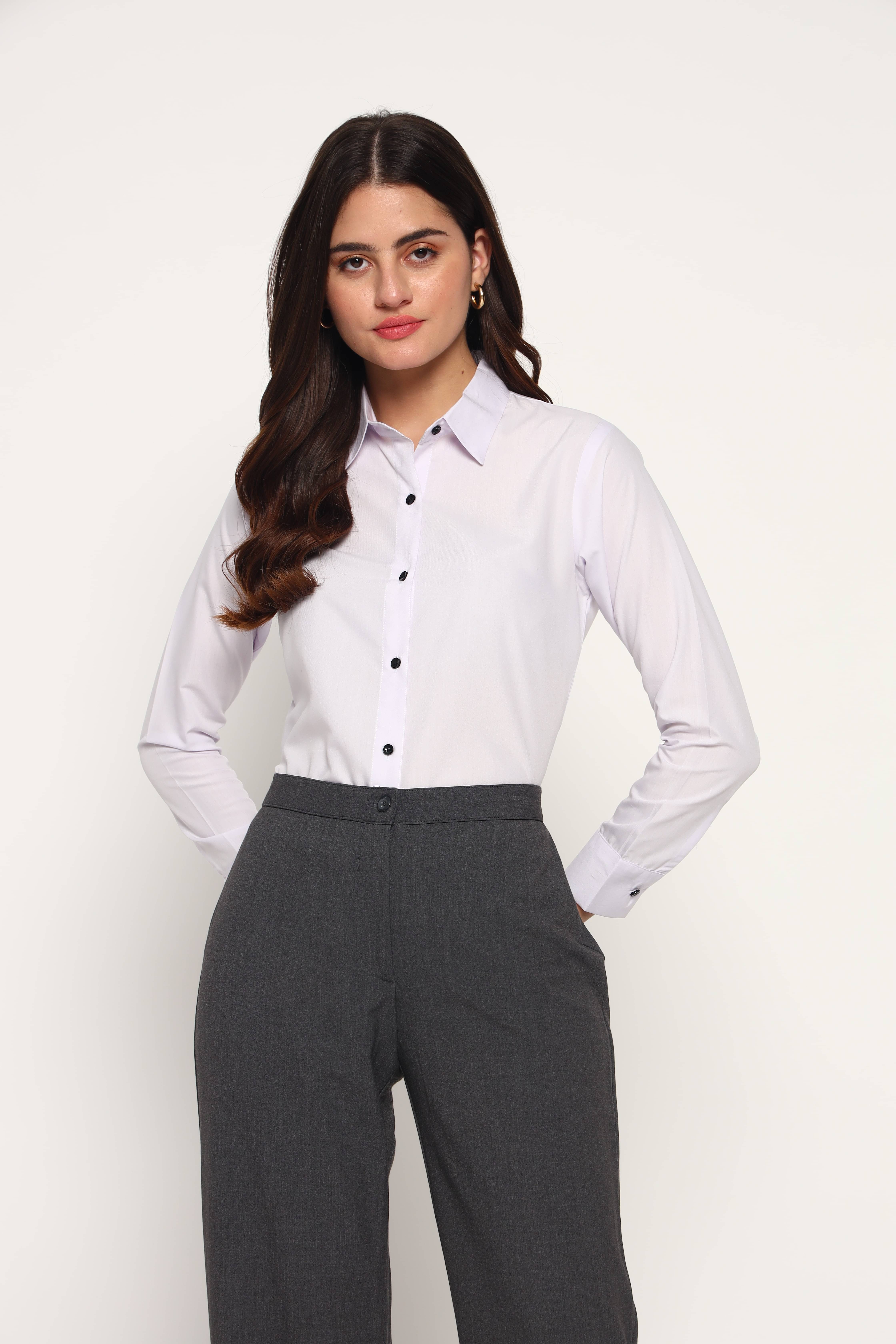 Buscott Women Solid Cotton Blend Shirt ( Purple )     			Buscott Women Solid Cotton Blend Shirt ( Purple )