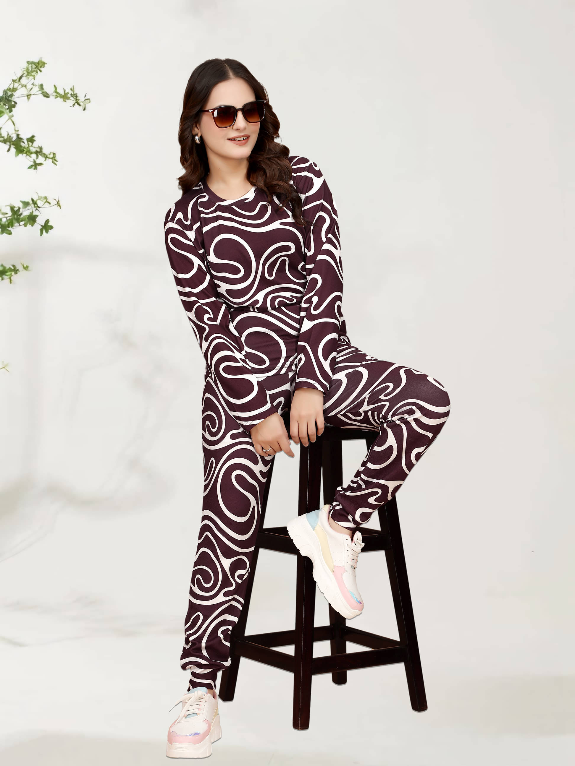    			CUBIQ Multi Color Cotton Blend Printed Tracksuit - Pack of 1