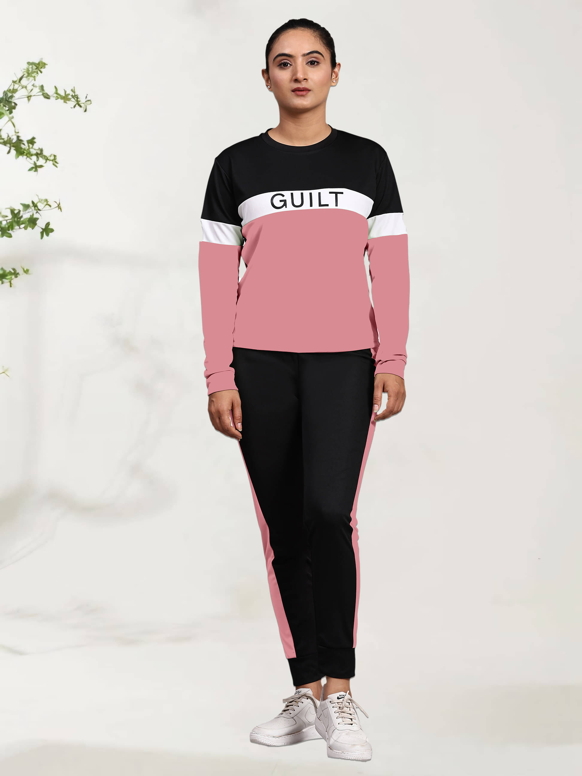     			CUBIQ Peach Cotton Blend Colorblock Tracksuit - Pack of 1