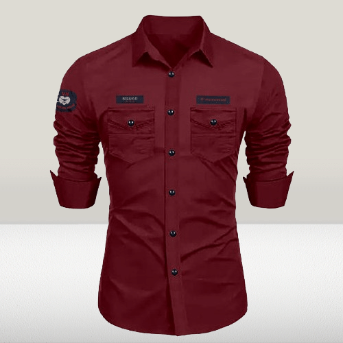     			DEVILFASHION Cotton Blend Regular Fit Solids Full Sleeves Men's Casual Shirt - Maroon ( Pack of 1 )
