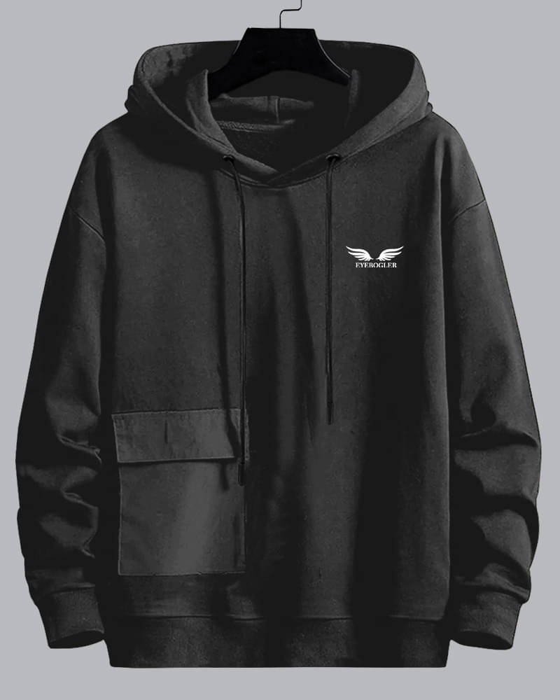 Eyebogler Cotton Blend Regular Fit Solid Full Sleeves Men's Hooded T-Shirt - Black ( Pack of 1 ) Eyebogler Cotton Blend Regular Fit Solid Full Sleeves Men's Hooded T-Shirt - Black ( Pack of 1 )