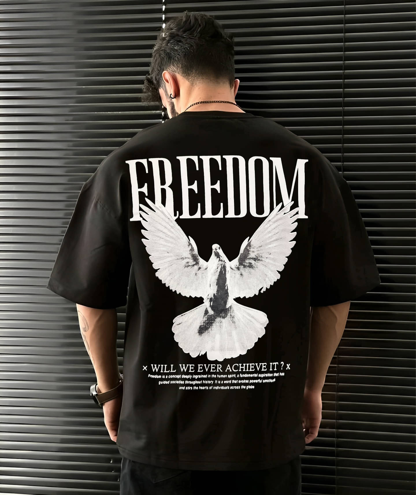     			LEWEL Cotton Blend Oversized Fit Printed Half Sleeves Men's Round T-Shirt - Black ( Pack of 1 )